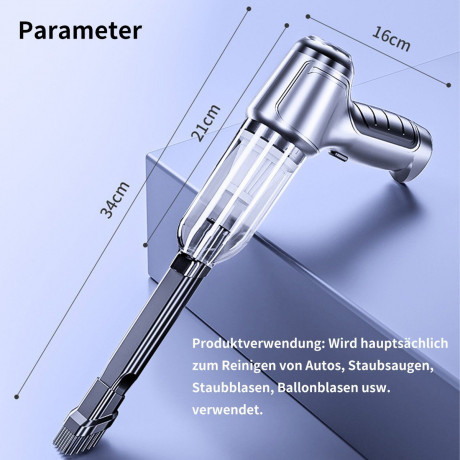 Hikeren Hikeren Akku-Handstaubsauger Akku-Staubsauger, abnehmbar, 120 W, ergonomischer Griff (silbergrau), Beutellos  Беспроводной ручной пылесос Hikeren Беспроводной пылесос со съемной эргономичной ручкой мощностью 120 Вт (серебристо-серый) без мешка