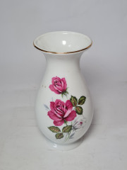 Ваза винтажная Royal KPM Bavaria, белый фарфор с ярким букетом роз, 17 x 7,5 / 4 см, Германия, 1960-70гг.