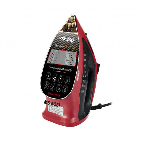 Mesko Mesko Dampfbugeleisen MS 5031, Bugeleisen, Keramiksohle, 1,5m Kabel, grosser Wassertank, rot schwarz  Паровой утюг Mesko MS 5031, утюг, керамическая подошва, кабель 1,5 м, большой резервуар для воды, красный черный