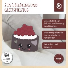 bieco Silikon Beissring Baby 8cm Zahnungshilfe Beissring Motorikspielzeug Torte Bunt Beissringe Силиконовое кольцо для прорезывания зубов для детей 8 см