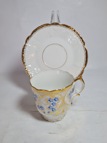 Сервиз кофейный винтажный Silesia, свадебный набор в стиле модерн, фарфор, кофейник, 2 кофейные пары, блюдце, Германия, 1960-70гг.