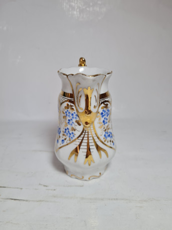 Сервиз кофейный винтажный Silesia, свадебный набор в стиле модерн, фарфор, кофейник, 2 кофейные пары, блюдце, Германия, 1960-70гг.