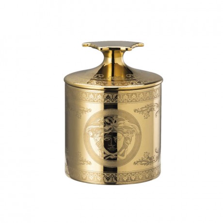 Rosenthal meets Versace Rosenthal Versace Golden Medusa Tischlicht mit Deckel und Duftwachs h: 12 cm / d: 9 cm Настольный светильник Rosenthal Versace Golden Medusa с крышкой и ароматизированным воском, высота: 12 см / глубина: 9 см