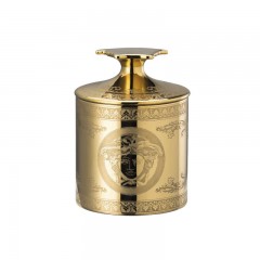 Rosenthal meets Versace Rosenthal Versace Golden Medusa Tischlicht mit Deckel und Duftwachs h: 12 cm / d: 9 cm Настольный светильник Rosenthal Versace Golden Medusa с крышкой и ароматизированным воском, высота: 12 см / глубина: 9 см