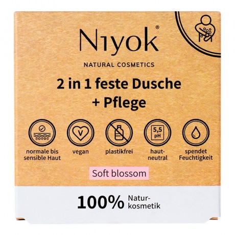 Niyok 2in1 feste Dusche+Pflege Soft blossom 80g  Твердый душ+уход 2в1 Мягкий цветок 80г
