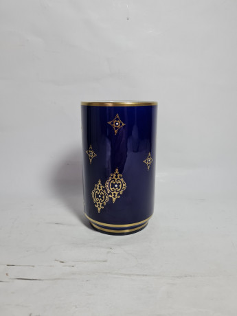 Ваза винтажная Echt Kobalt, синяя с золотистым узором, фарфор, 12.5 см, ГДР, 1970-80гг.