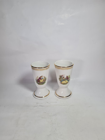 Бокалы винтажные Porcelaine De Luxe "Влюбленная пара", фарфор, 2 шт., 14.5 см, Франция, 1960-70гг.
