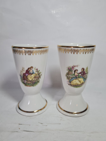 Бокалы винтажные Porcelaine De Luxe "Влюбленная пара", фарфор, 2 шт., 14.5 см, Франция, 1960-70гг.