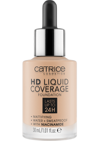 Catrice Make-up HD Liquid Coverage Foundation, Катрис Тональный крем для лица 24 часа, Sand Beige 30, 30 мл