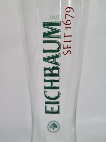 Немецкий бокал винтажный Eichbaum Ureich Pils. с зеленым логотипом, стекло, 0.5 л, 24 см, Германия, 1970-80гг.