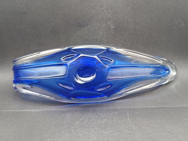 Фруктовница винтажная большая Murano, синее стекло, 28 х 11 см, Италия, 1970-80гг.