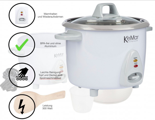 KeMar Kitchenware KeMar Kitchenware Reiskocher KRC-100, 300 W, Reiskocher mit Edelstahltopf  KeMar Kitchenware Рисоварка KRC-100, 300 Вт, Рисоварка с кастрюлей из нержавеющей стали