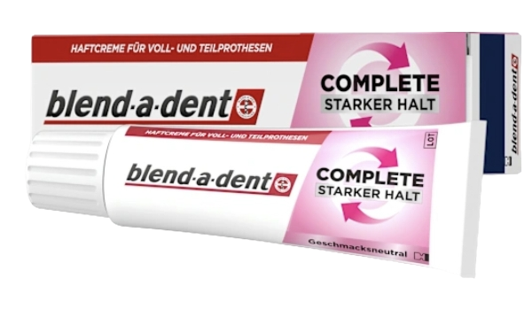 blend-a-dent Haftcreme Complete geschmacksneutral, 47 g Крем для фиксации зубных протезов Complete, без вкусовых добавок, 47 г