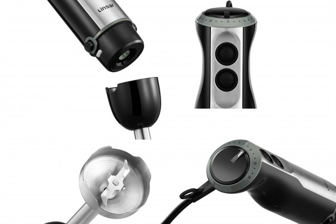 Linsar Stabmixer vierflugeliges Messer, Geschwindigkeitsregelung, Turbotaste  Ручной блендер Linsar, четыре лезвия, регулировка скорости, кнопка турбо.