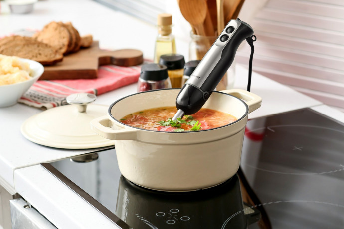 Linsar Stabmixer vierflugeliges Messer, Geschwindigkeitsregelung, Turbotaste  Ручной блендер Linsar, четыре лезвия, регулировка скорости, кнопка турбо.