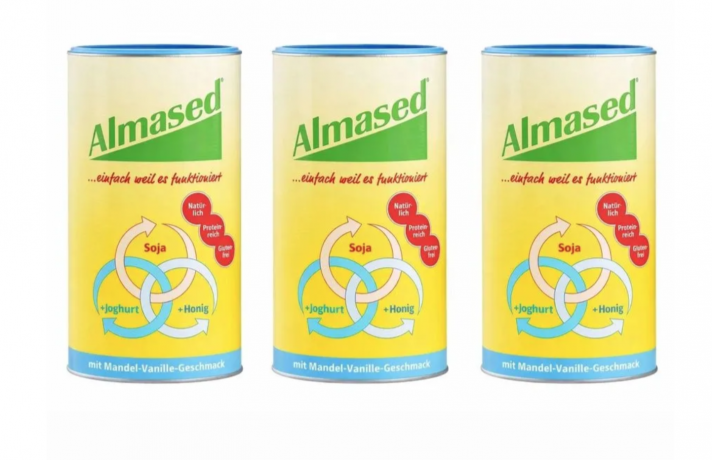 Almased Vitalkost Mandel-Vanille Pulver 500g x 3stk, Коктейль для похудения Миндаль-Ваниль, протеиновый напиток для снижения веса, заменитель питания, белковая смесь 3 шт х 500 г
