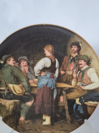 LILIEN PORZELLAN Номерная декоративная тарелка "Браконьеры" Франц фон Дефреггер, 5039C, 20см, Германия, 1988г.