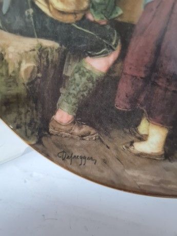 LILIEN PORZELLAN Номерная декоративная тарелка "Браконьеры" Франц фон Дефреггер, 5039C, 20см, Германия, 1988г.