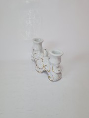 Подсвечник винтажный Wallendorfer для двух свечей, с позолотой, фарфор, 9 х 16 см, Германия, 1960-70гг.