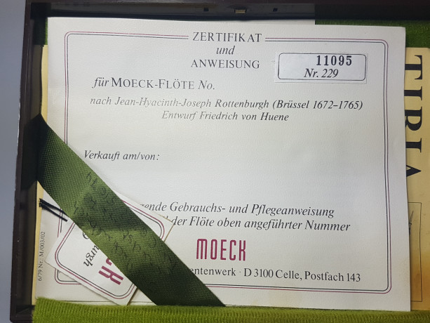 Флейта винтажная Moech Rottenburg в заводской упаковке, с инструкцией, 17,5 x 13 x 4 см, Германия, 1960-70гг.
