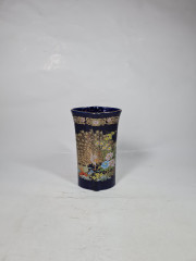 Ваза винтажная Golden Love Peacock с ярким павлином и золотым декором, керамика, 16 см, Япония, 1960-70гг.