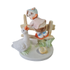 Фигурка Hummelfigur "Мальчик на заборе и гусь" в нежных тонах, фарфор, 12 x 13 см, Германия, 1960-70гг.