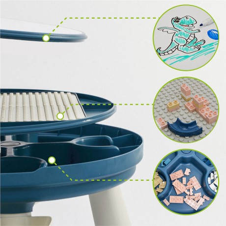 LittleTom Spieltisch rund inkl 1 Stuhl Blau Игровой стол круглый