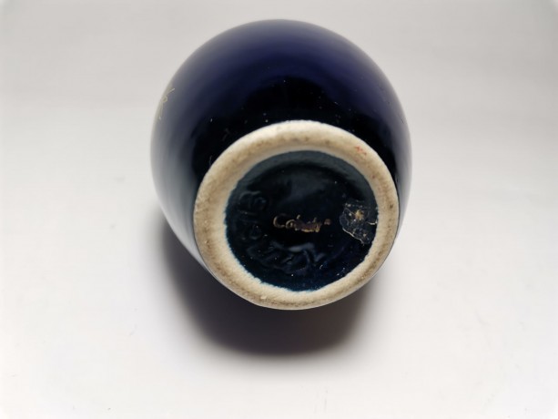 Wallendorf Echt Kobalt, Винтажная Ваза кобальтовая с позолотой 16см х 7см, Германия