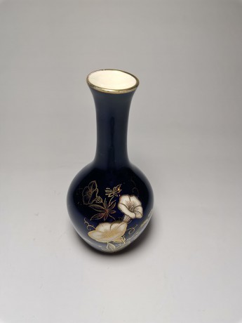 Wallendorf Echt Kobalt, Винтажная Ваза кобальтовая с позолотой 16см х 7см, Германия