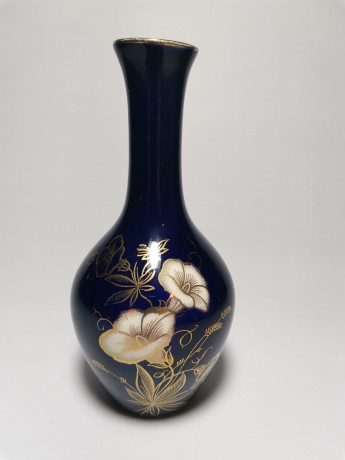 Wallendorf Echt Kobalt, Винтажная Ваза кобальтовая с позолотой 16см х 7см, Германия