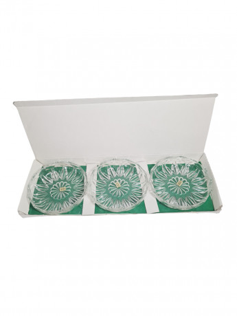 Набор тарелок винтажных VMC Reims, заводская упаковка, стекло, 3 шт., 14,5 см, Франция, 1960-70гг.