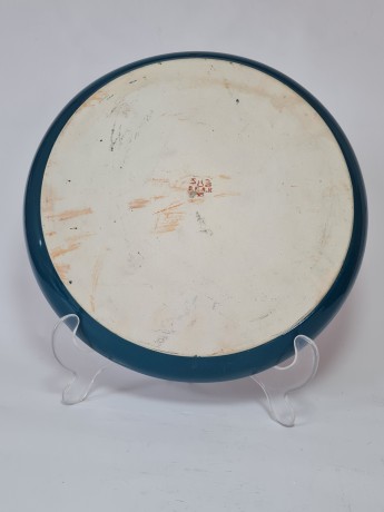 D.P.R.K Коллекционная Тарелка изумрудно-бирюзовая с позолотой, японский фарфор, 24 см, 1970г.