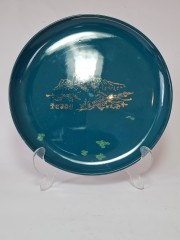 D.P.R.K Коллекционная Тарелка изумрудно-бирюзовая с позолотой, японский фарфор, 24 см, 1970г.