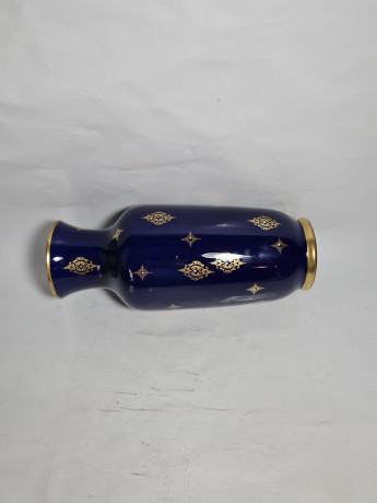 Ваза винтажная Echt Kobalt, синяя с золотистым узором, фарфор, 26 см, ГДР, 1970-80гг.
