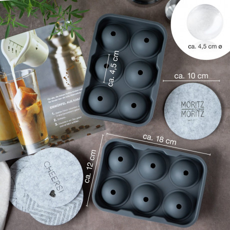 Moritz & Moritz Moritz & Moritz Eiswucrfelform rund  2 er Set  grau Набор форм для круглых кубиков льда Moritz &amp; Moritz, 2 шт.