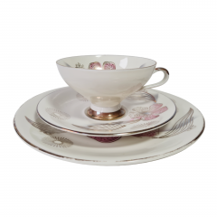 Чайное трио винтажное Rheinpfalz Hartporzellan с растительным декором, фарфор, Германия, 1970-80гг.