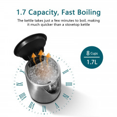 OKA OKA Wasserkocher Edelstahl-Wasserkocher 2200W fur schnelles Aufkochen, 2200,00 W, 1,7L Fassung,Sichtfenster,automatisch abschaltend,inkl.Kalkfilter  Чайник OKA Чайник из нержавеющей стали 2200 Вт для быстрого закипания, 2200,00 Вт, объем 1,7 л, смотро