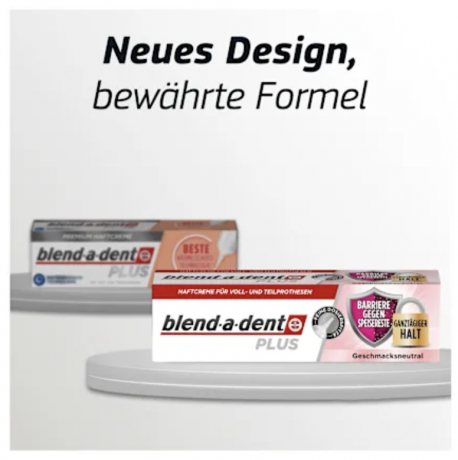 blend-a-dent Haftcreme Plus Barriere gegen Speisereste geschmacksneutral, 40 g, Крем-клей для фиксации зубных протезов Plus Барьер против остатков пищи, без вкусовых добавок, 40 г