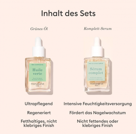 Manucurist SET Huile verte + Serum komplet, Набор средств для маникюра 2 средства: масло для кутикулы 15 мл и сыворотка для ногтей 15 мл, питание и восстановление ногтей