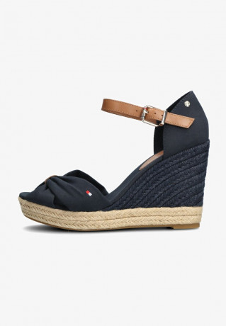 Tommy Hilfiger BASIC OPEN TOE HIGH WEDGE B Wedge sandals blauw BASIC OPEN TOE HIGH WEDGE B Босоножки на танкетке синий и белый