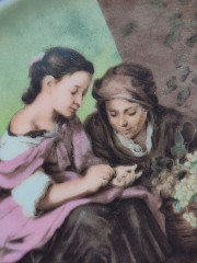 Декоративная тарелка в железной оправе винтажная Neuerer Qualitatsporzellan Bavaria, 12,5 x 2 см, Германия, 1960-70гг.