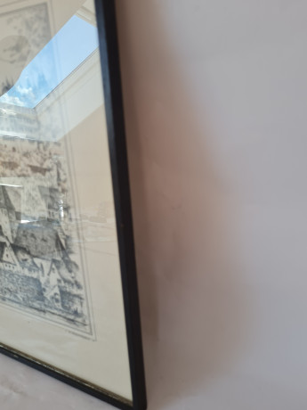 Картина винтажная в черно-белых тонах "г. Хиршхорн" O.W.Pfilze, 31 x 41 см, Германия, 1960-70гг.