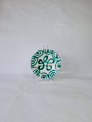 Тарелка винтажная Gmundner бело-зеленая с логотипом, керамика, 15 x 4,5 см, Австрия, 1960-70гг.