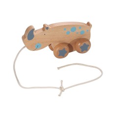 KINDSGUT Holz-Ziehtier Nashorn Nachziehspielzeug Деревянный носорог тянет за собой игрушку
