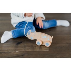 KINDSGUT Holz-Ziehtier Nashorn Nachziehspielzeug Деревянный носорог тянет за собой игрушку