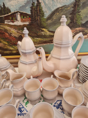 Сервис винтажный на 12 персон Leonardo Classic / Gallo Design, кофейник, чайник, молочник, сахарница, кофейная пара - 12 шт., фарфор, Германия, 1960-70гг.