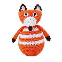 SindiBaba® Baby-Stehaufmannchen Fuchs FRED gehakelt mit Glockchen Детская стоячая игрушка лиса ФРЕД связана крючком с колокольчиком