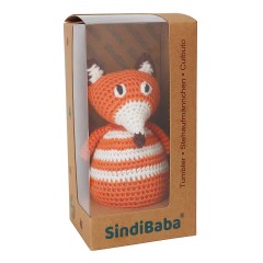SindiBaba® Baby-Stehaufmannchen Fuchs FRED gehakelt mit Glockchen Детская стоячая игрушка лиса ФРЕД связана крючком с колокольчиком