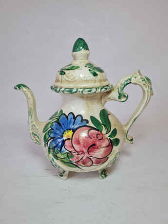 Чайник винтажный Im Stil Bassano на ножках с цветочным декором, керамика, 21 см, Германия, 1960-70гг.