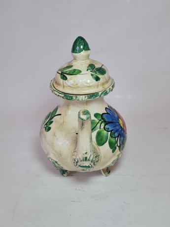 Чайник винтажный Im Stil Bassano на ножках с цветочным декором, керамика, 21 см, Германия, 1960-70гг.